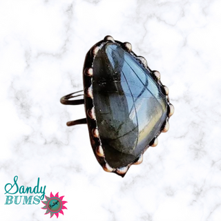 Genuine Labradorite Ring Set in Antique Copper