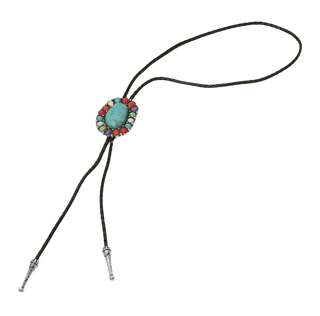 Western Oval Turquoise Bolo Tie Necklace