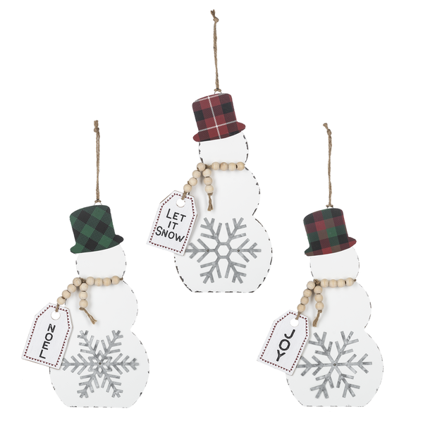 🟠Oversized Snowman with Plaid Hat Ornament