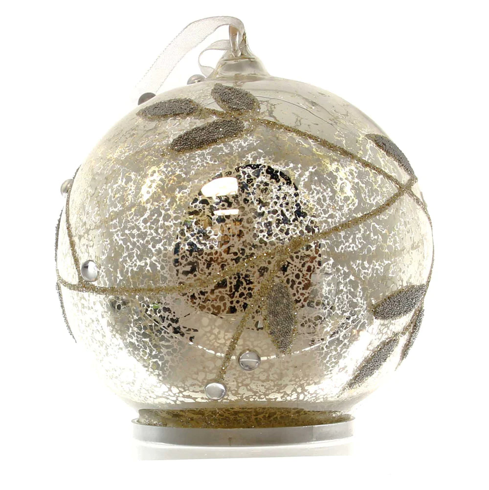 LuxuryLite Silver/Gold Leaves Glass Ornaments
