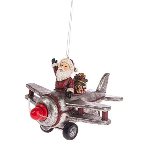 Santa's Ride Airplane Light Up Ornament