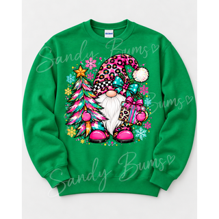 Merry & Bright Leopard Gnome Christmas Sweatshirt