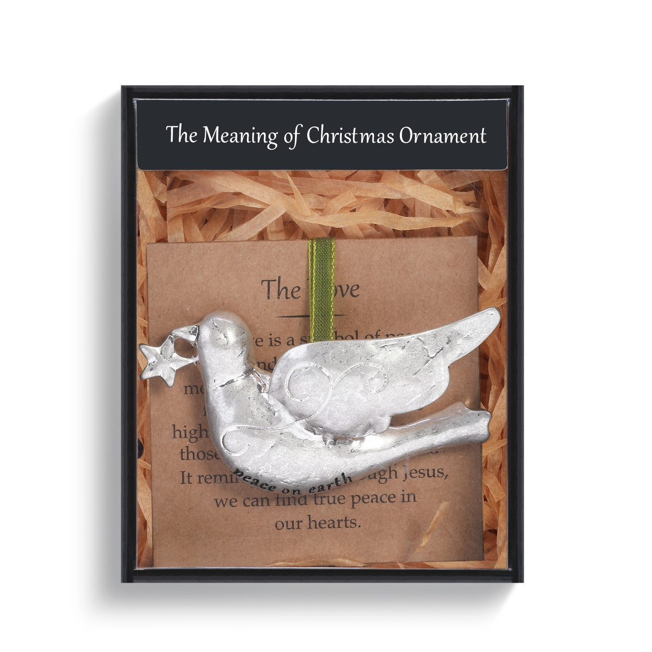 Meaning of Christmas Dove Ornament silver