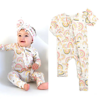 Millie Ruffle Zip Bamboo Rainbow Sleeper