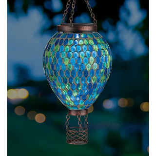 Mosaic Hot Air Balloon Solar Lantern-Blue