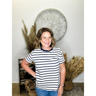 Navy & White Striped Shirt
