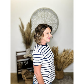 Navy & White Striped Shirt