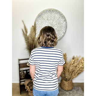 Navy & White Striped Shirt