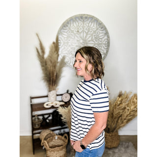 Navy & White Striped Shirt