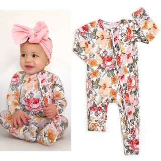 Nella Ruffle Zip Bamboo Floral Sleeper