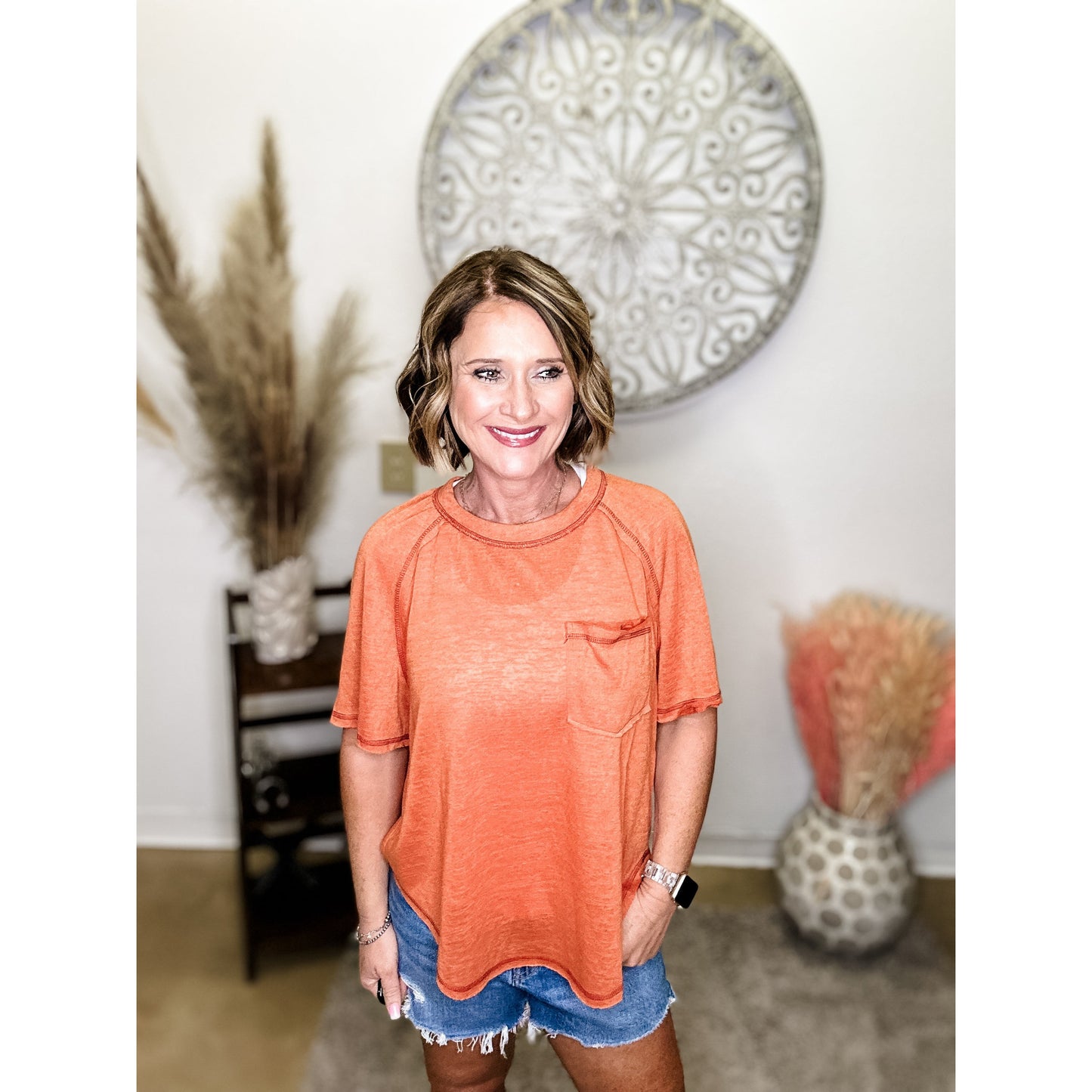 Orange Short Sleeve Top