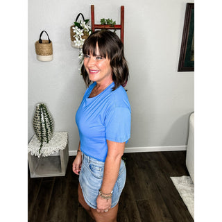 Oversized Blue Cropped Tee