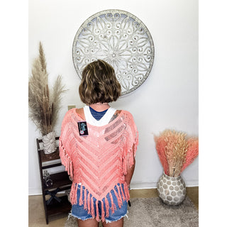 🟣Peach Fringe Top