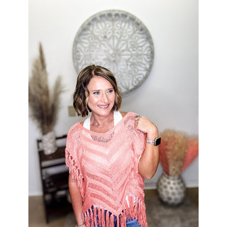 🟣Peach Fringe Top