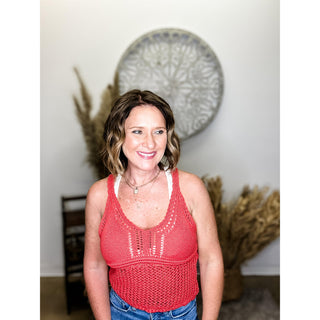 Red Crochet Tank Top