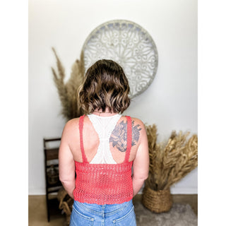 Red Crochet Tank Top