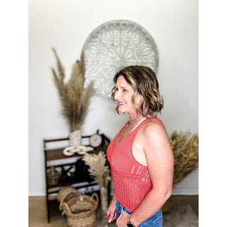 Red Crochet Tank Top