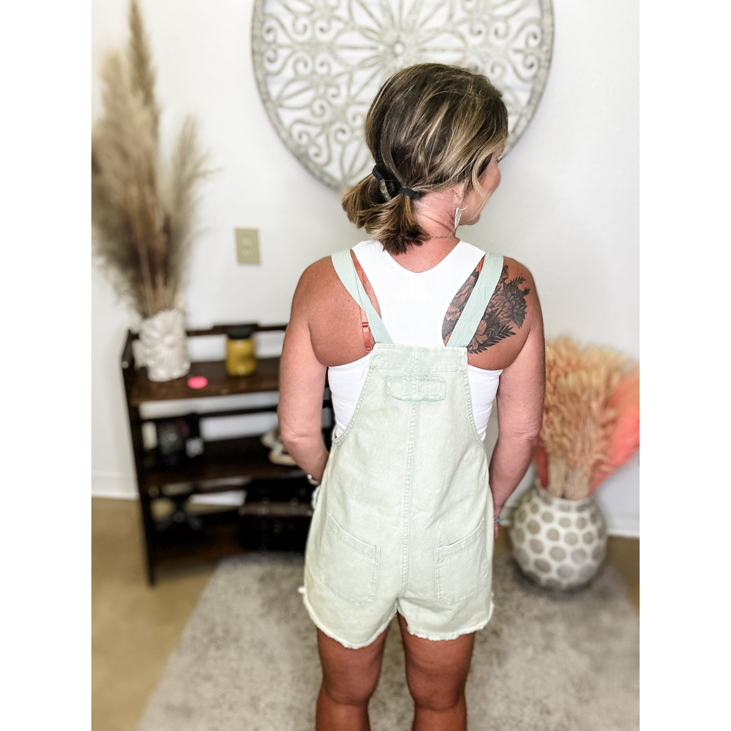 Sage Denim Short Romper