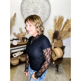 Sheer Lace Long Sleeve Top