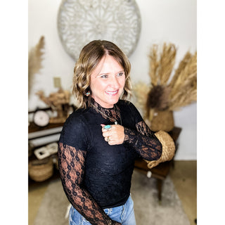 Sheer Lace Long Sleeve Top