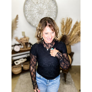 Sheer Lace Long Sleeve Top