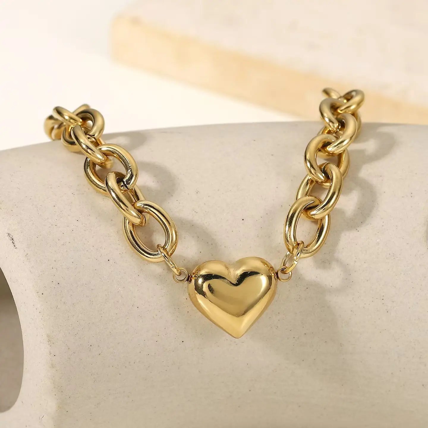 Tarnish Free Chunky Heart Bracelet