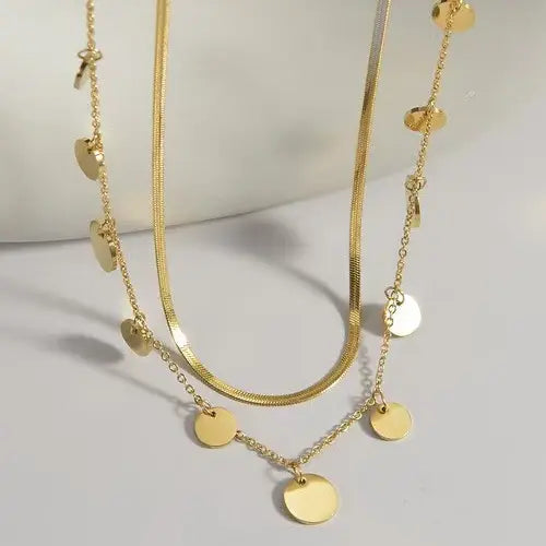 Tarnish Free Disc Layer Necklace