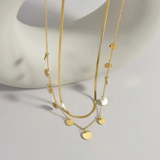 Tarnish Free Disc Layer Necklace