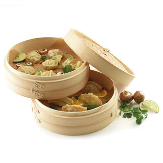 Tiered Bamboo Steamer with Lid