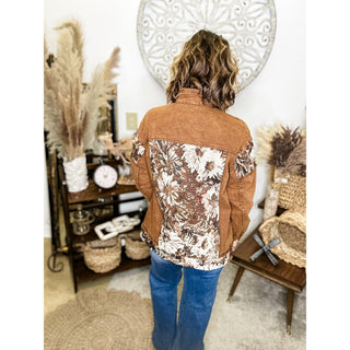 Vintage Floral Contrast Denim Jacket