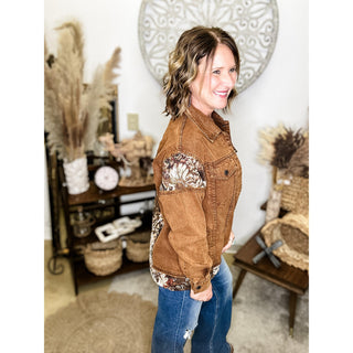 Vintage Floral Contrast Denim Jacket