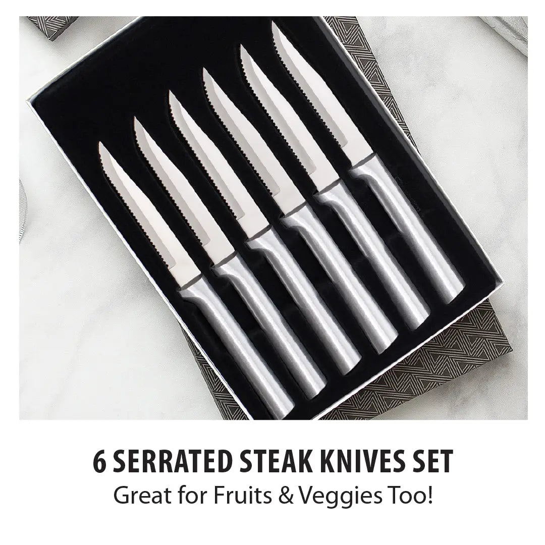 Six Serrated Steak Knives Gift Set