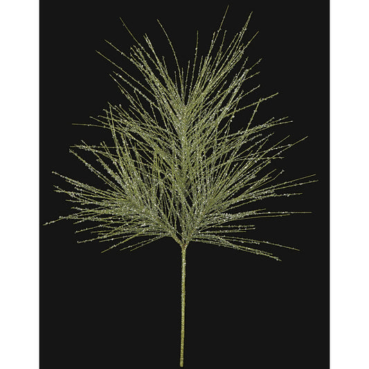 30 Inch Glittered Long Leaf Pine Spray in Light Green