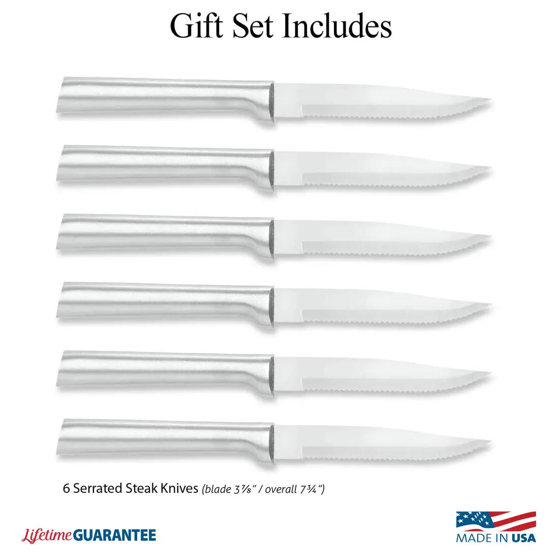 Six Serrated Steak Knives Gift Set