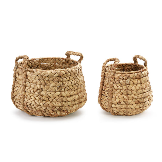 Braided Baskets with Handle - Set of 2 Grass