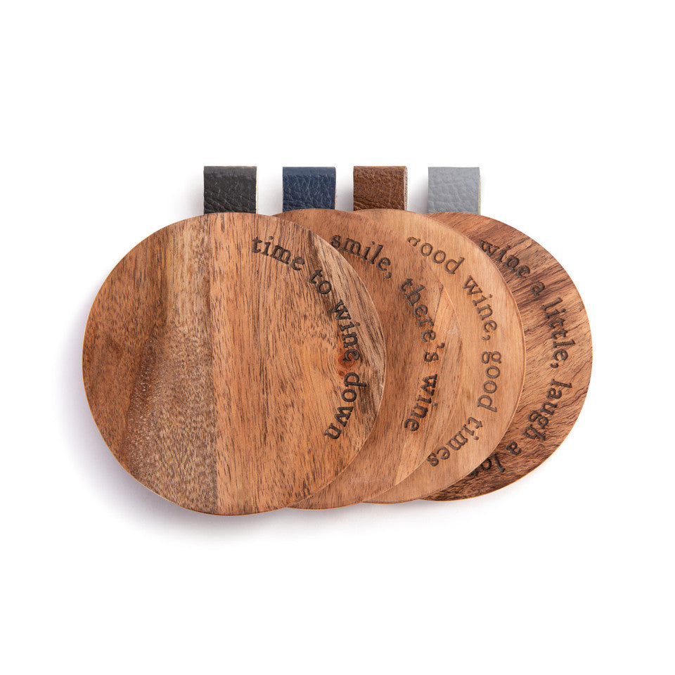 Wood Coaster Wine Set - 4