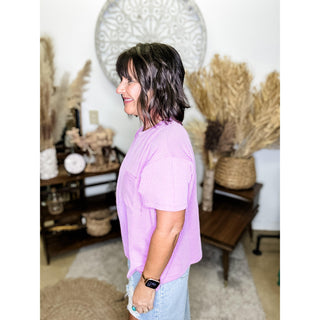 Purple Pocket Short Sleeve Top