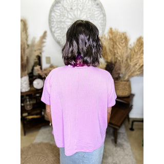 Purple Pocket Short Sleeve Top