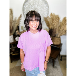 Purple Pocket Short Sleeve Top