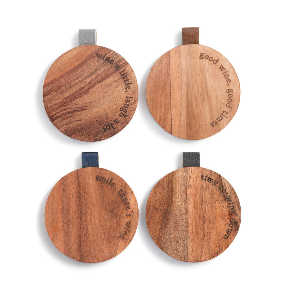 Wood Coaster Wine Set - 4