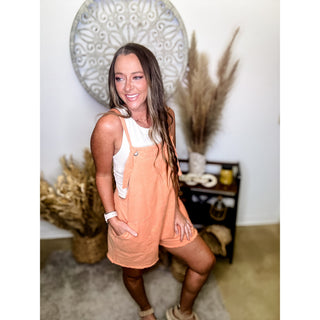 🟡Orange Denim Short Romper