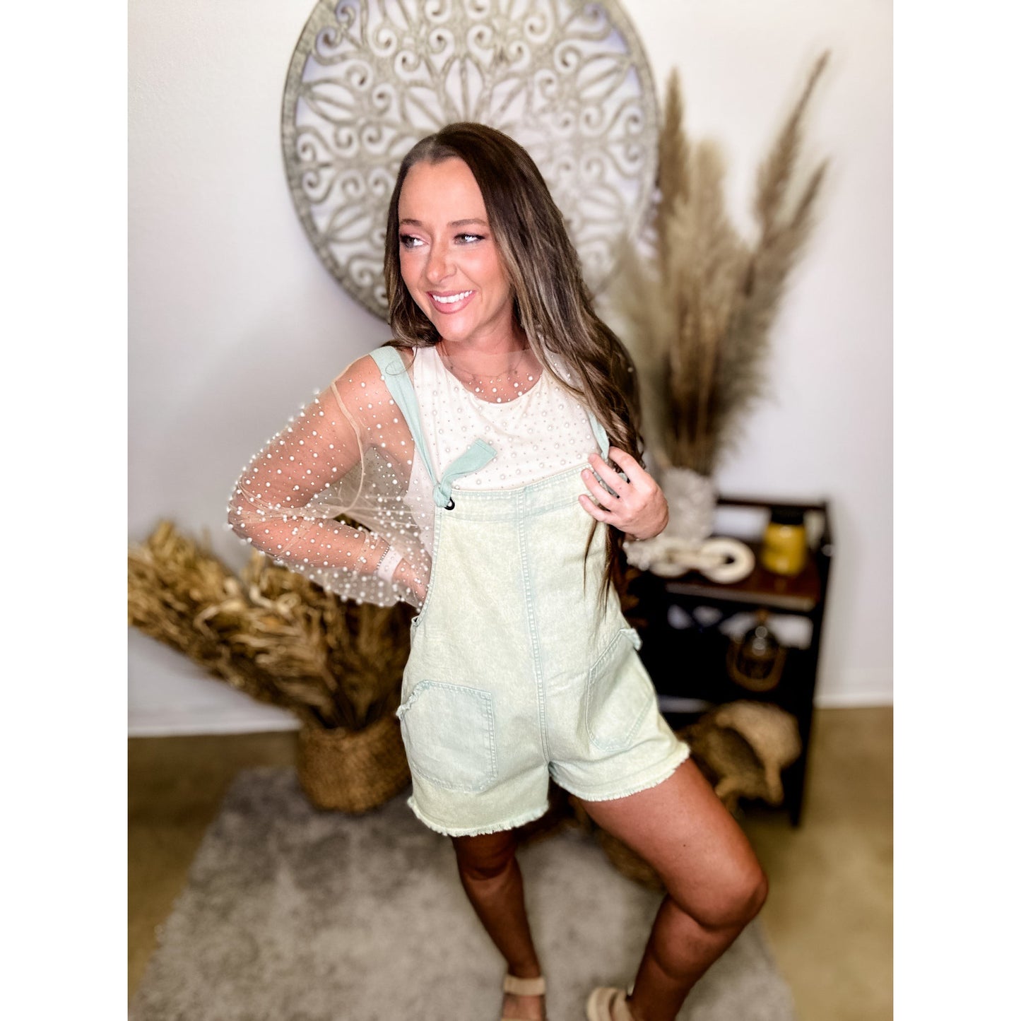 Sage Denim Short Romper