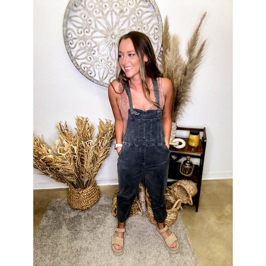Knotted Strap Overalls | Ash Black