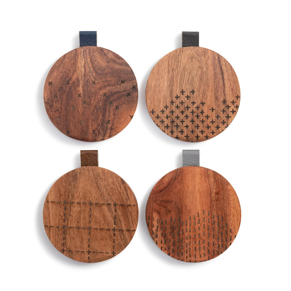 Pattern Wood Coaster Set