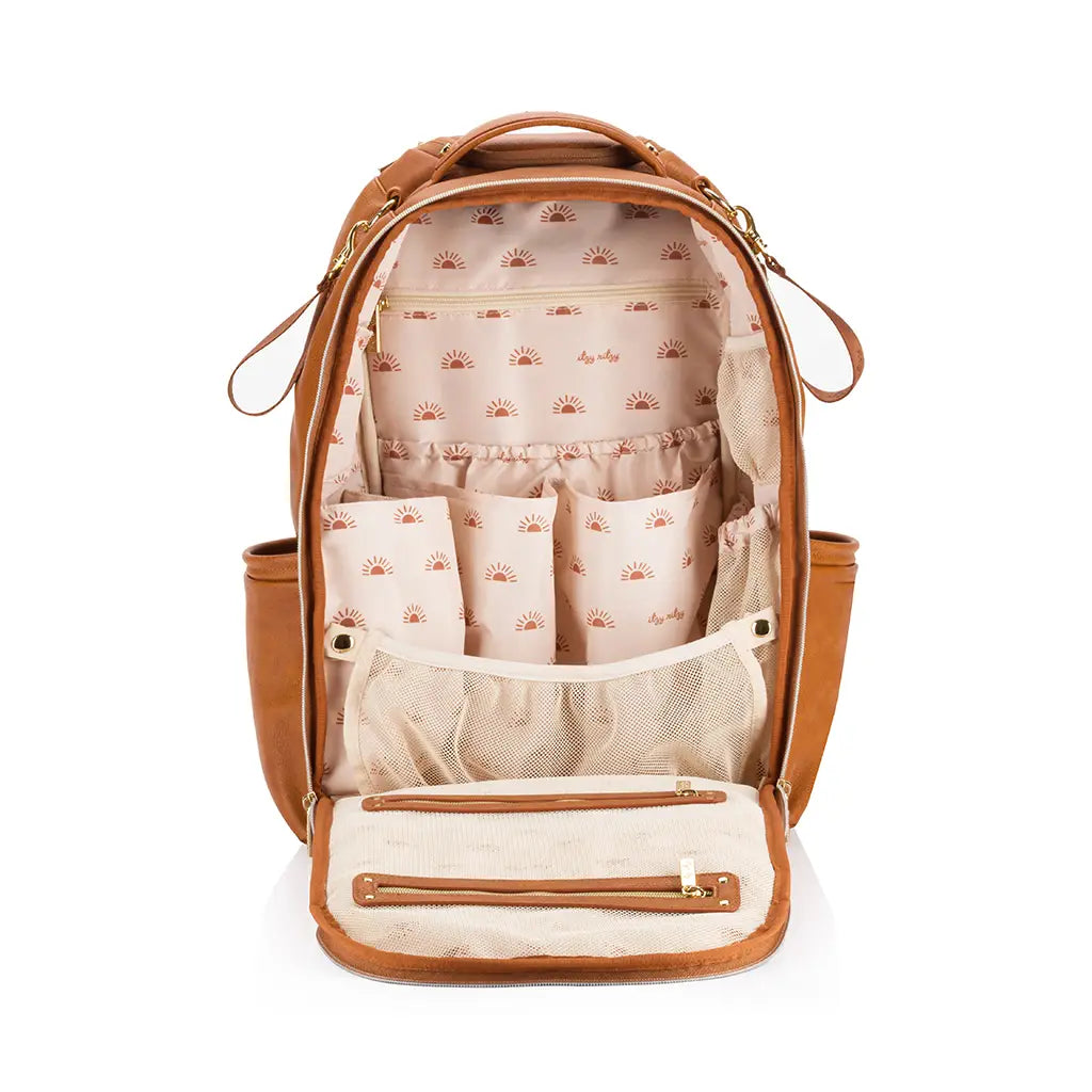 Cognac Boss Plus Backpack Diaper Bag | Itzy Ritzy