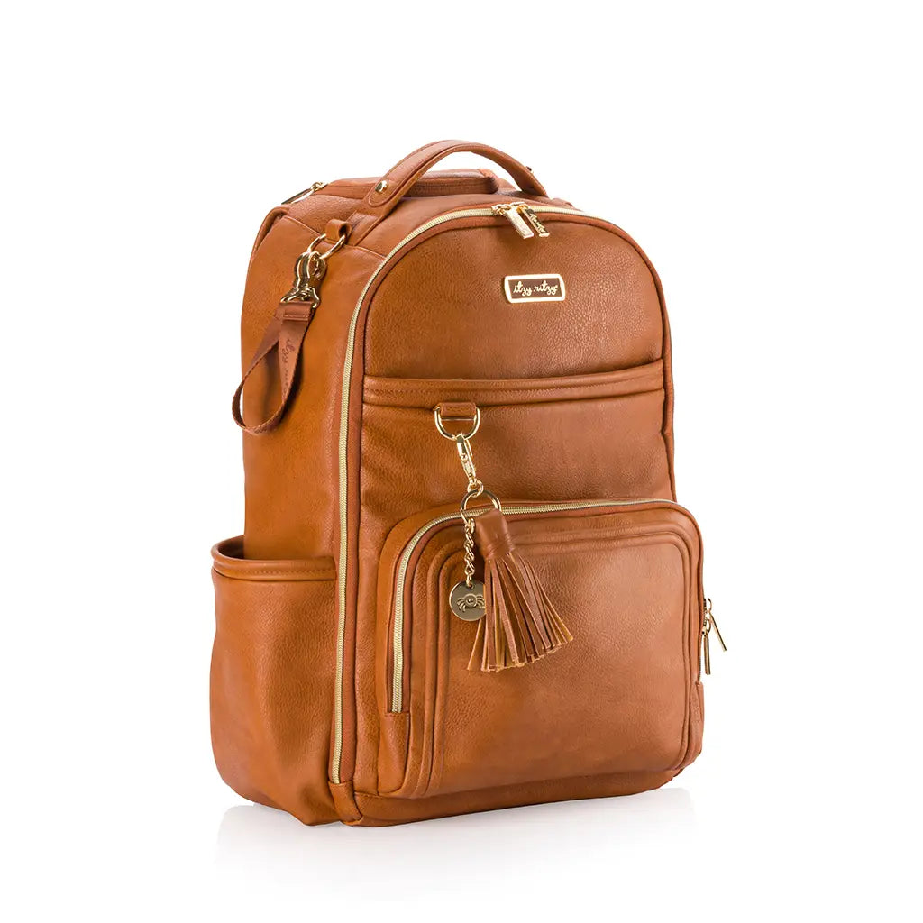 Cognac Boss Plus Backpack Diaper Bag | Itzy Ritzy