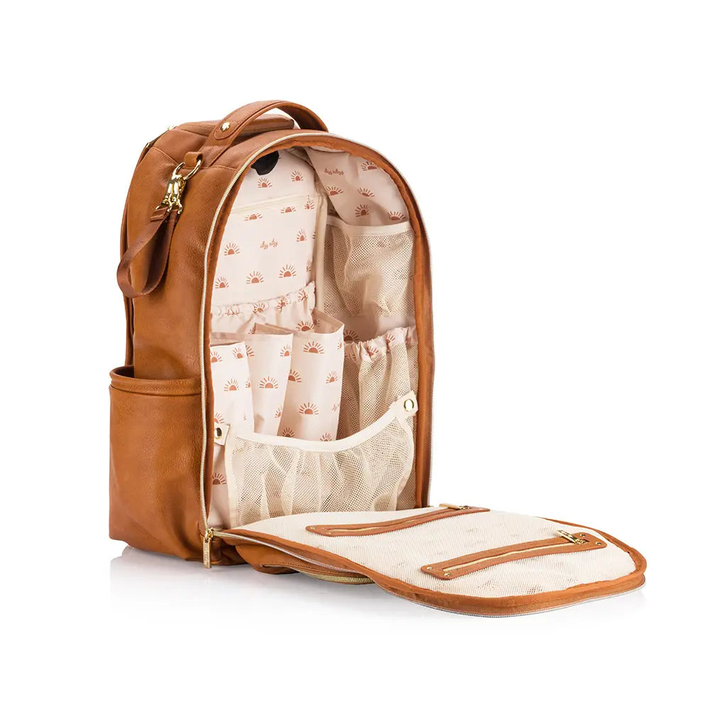 Cognac Boss Plus Backpack Diaper Bag | Itzy Ritzy