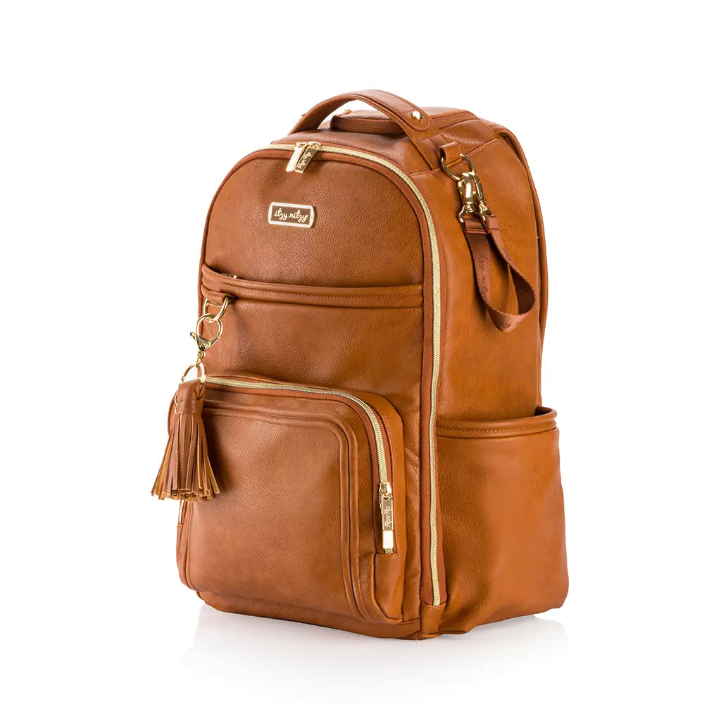 Cognac Boss Plus Backpack Diaper Bag | Itzy Ritzy