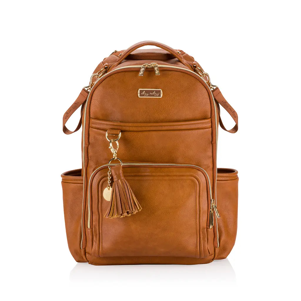 Cognac Boss Plus Backpack Diaper Bag | Itzy Ritzy