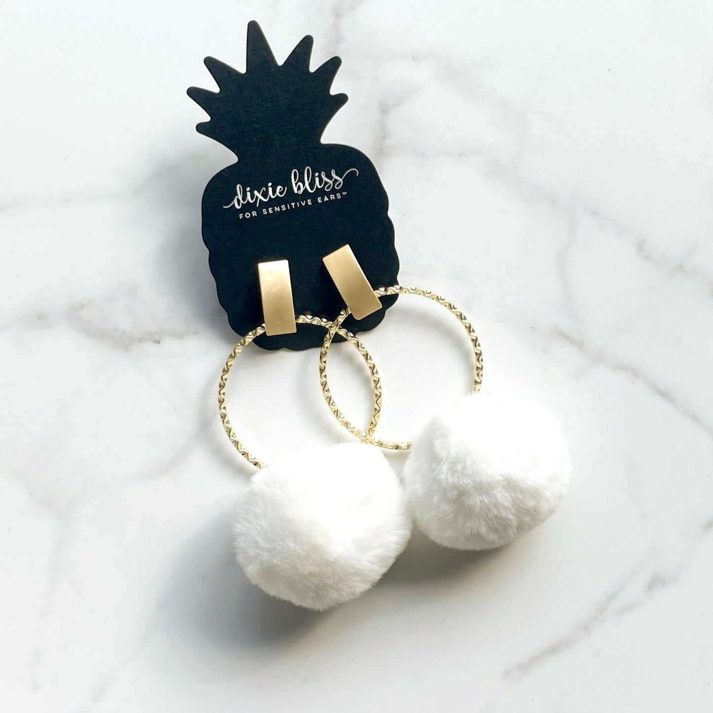 First Snow | White Puff Earrings